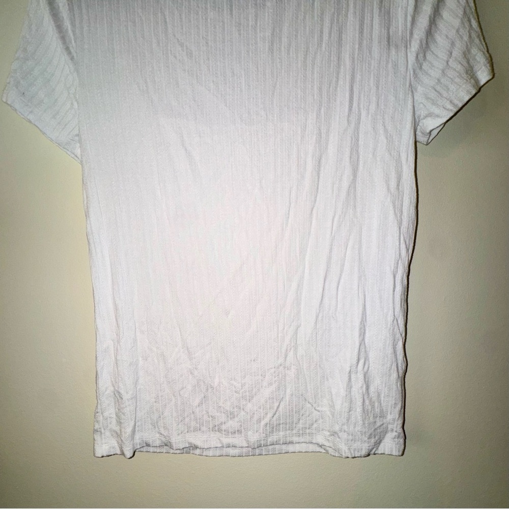 LOFT White Short Sleeve Ruffle Tee - Picture 8 of 8